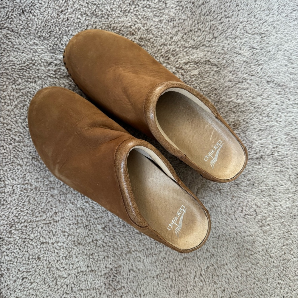 Dansko Tan Leather Slip-On Clogs